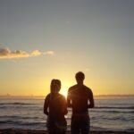 couple, nature, sunset